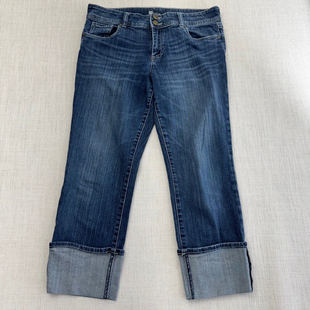 Kut from the Kloth Catherine Boyfriend Cuffed Crop Jeans Blue Size 10